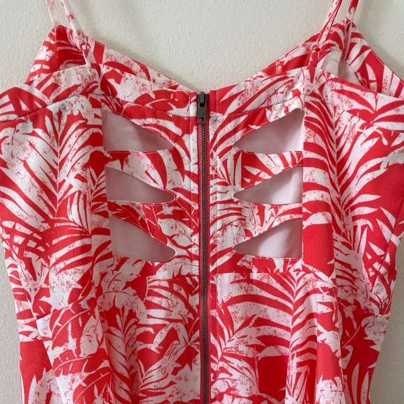 American Eagle Tropical Patterned Pink Dress with Back Cutouts - Picture 7 of 10